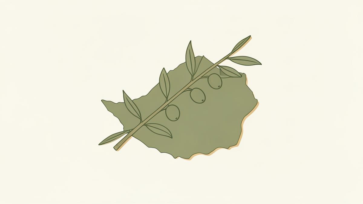 Map of Cyprus with an olive branch